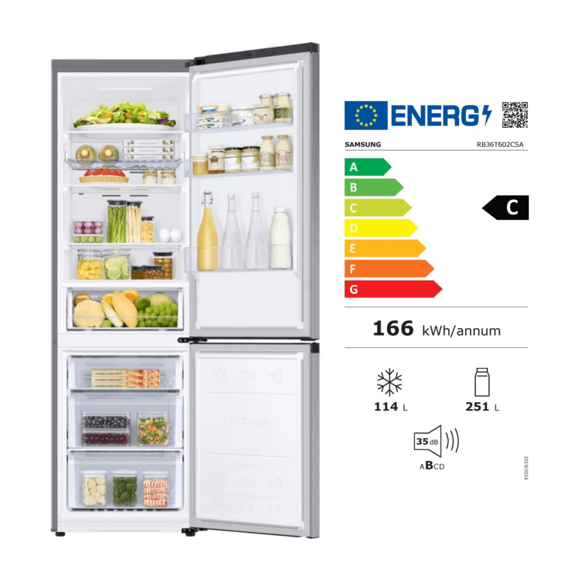 étiquette énergétique du réfrigérateur combiné Samsung