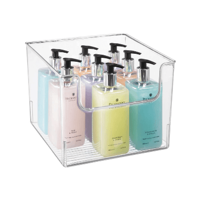 bac de rangement transparent pour salle de bain