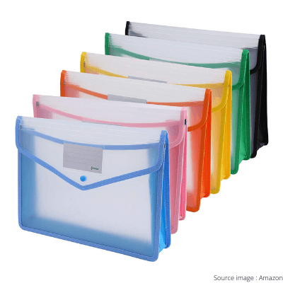 pochettes en plastique pour ranger ses documents